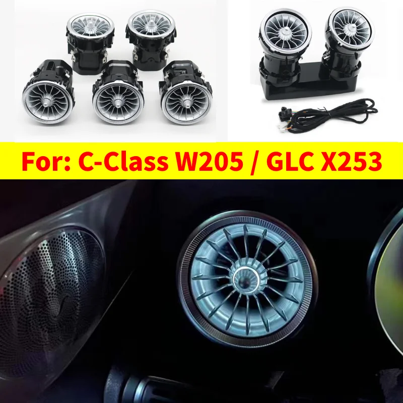 

3/12/64 Color Car LED Air Outlet Vents For Mercedes-Benz C GLC Class W205 X253 Turbo Nozzle Ambient Light