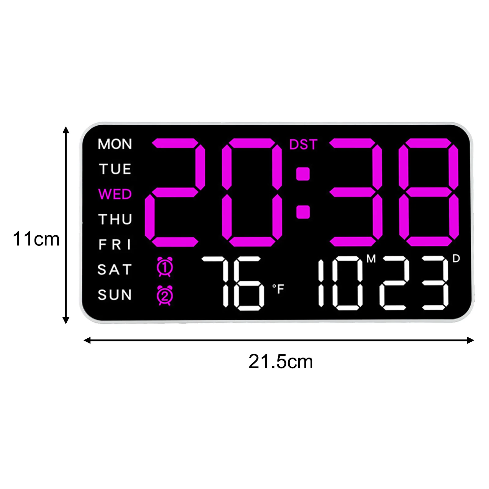 Digital Wall Clock Day And Week Display USB Powered AAA Battery Mode for Daily Use