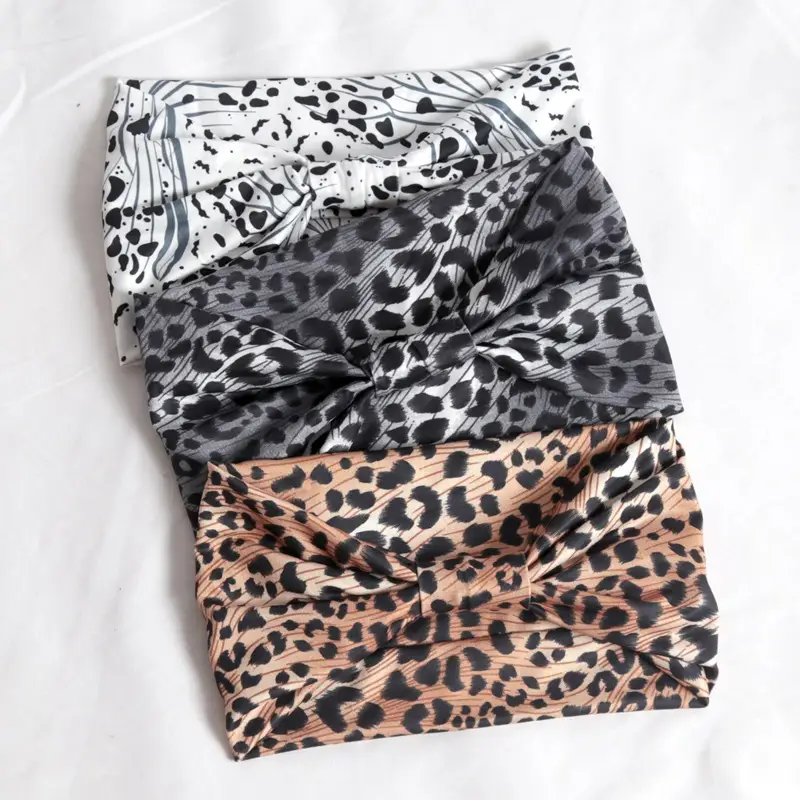 Women Wide -Side Pilates Elastic Hair Bands Yoga Leopard Print Headband Running Cycling Turban Makeup Hair Hoop Makeup Headwrap - Image 4