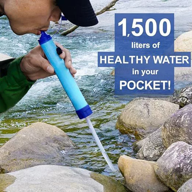 1500L Outdoor Personal Water Filter Portable Water Purifier Survival Straw Ultra-Light 0.01 Micron 4-Stage Filter System