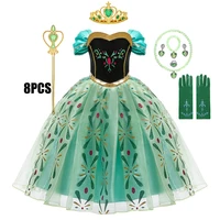 Costume de princesse Anna Cosplay pour enfants, impression complète, robe fantaisie de fête d'anniversaire, de carnaval, de bal, vêtements de jeu de rôle pour tout-petits 5