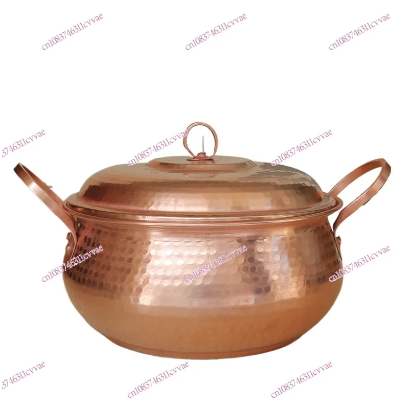 

Cover Instant Noodle Hot Pot, Large Capacity Soup Pot, Handmade Pure Clay Pot Paired with Thick Purple Copper Stew Pot