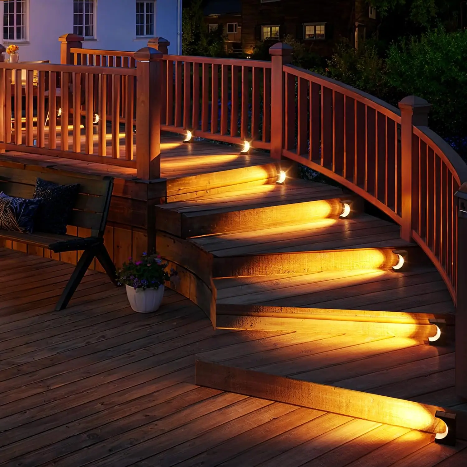 LED Solar Step Lamp Path Stair Outdoor Garden Lights Waterproof Balcony Light Decoration for Front Door Patio Stair Fence Light