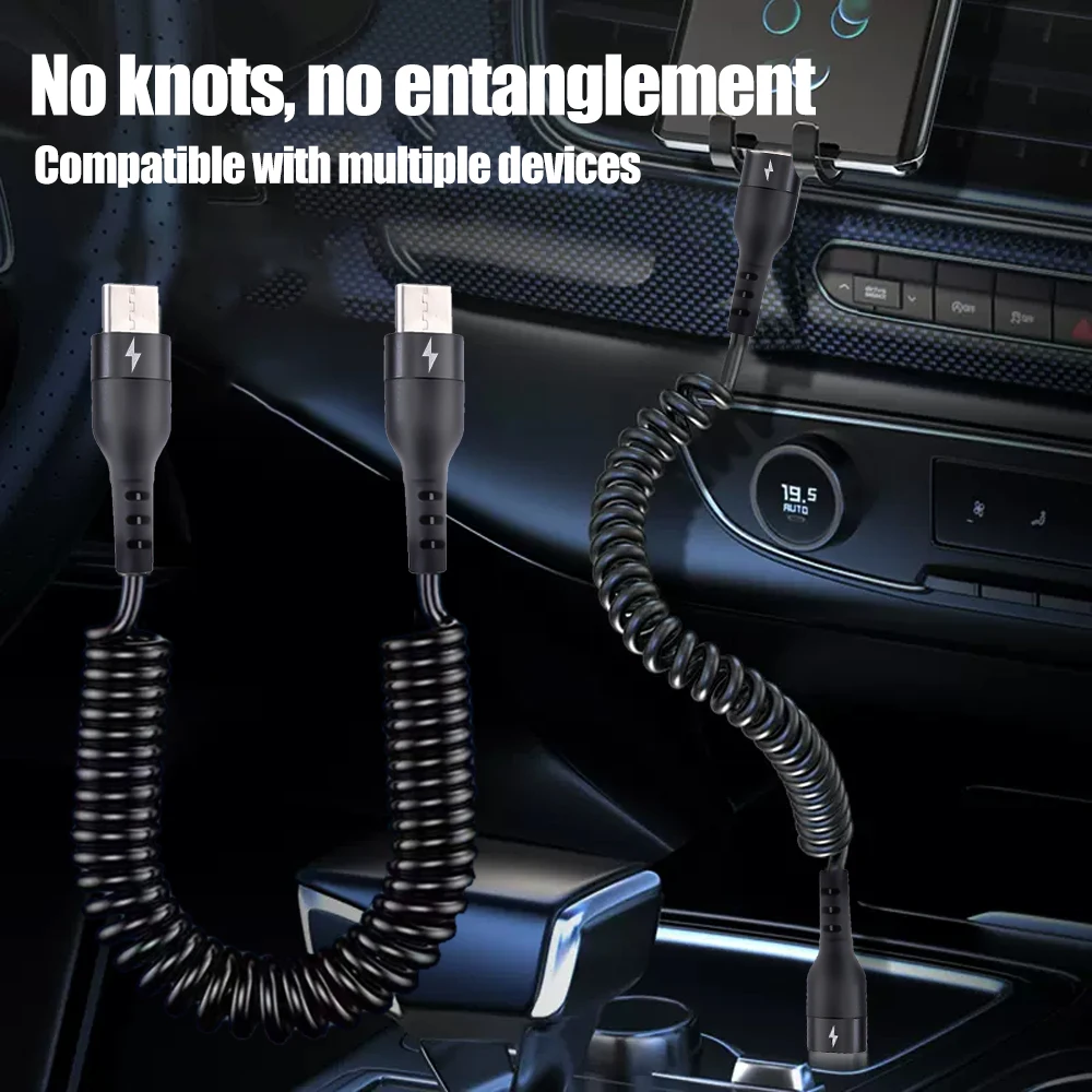 Universal Type C to Type C PD 60W Fast Charging Spring Cable