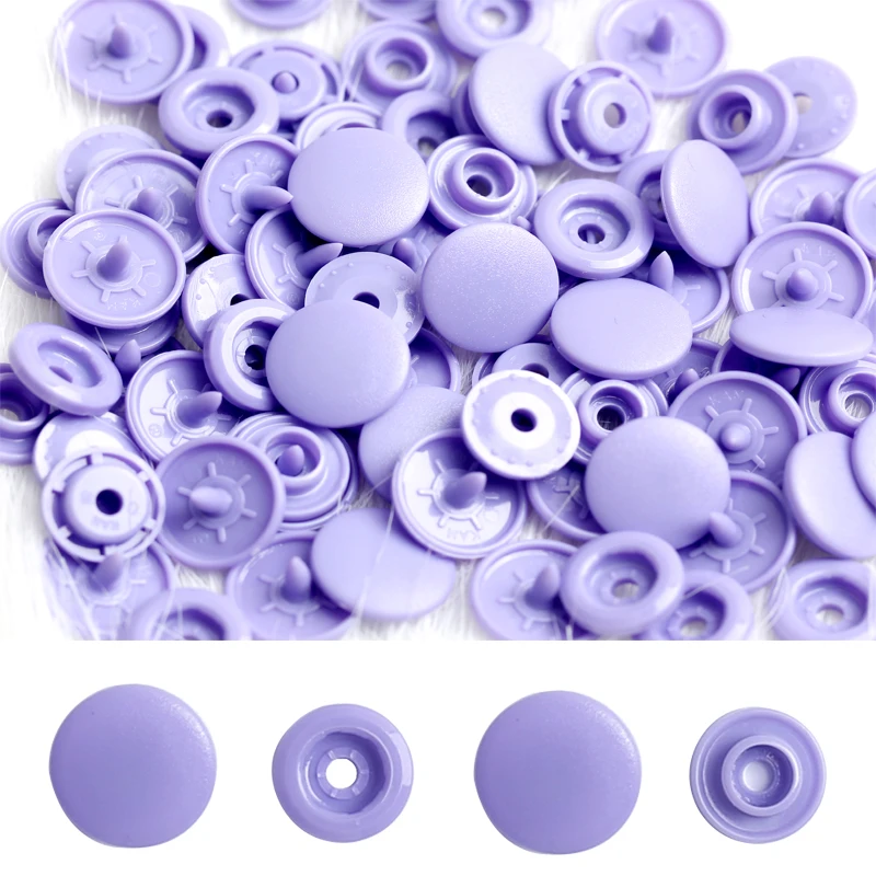 Botones A Presión De Plástico Morado T5 (tamaño 20): 100 Juegos Para Coser, Hipoalergénicos Y Brillantes