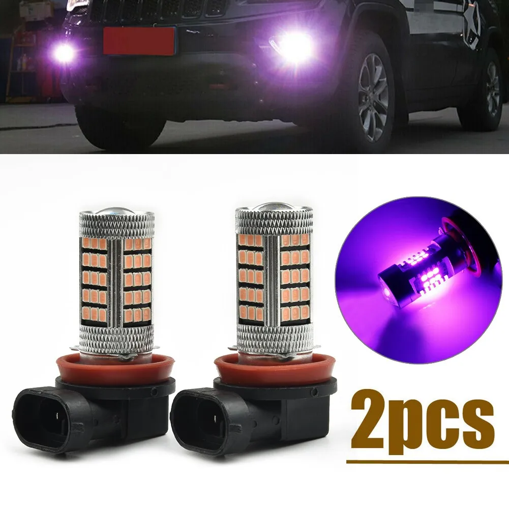 

2pcs Universal Pink Purple H11/H8 LED Fog Driving Lights DRL Bulbs Car Bulb Replacement Parts
