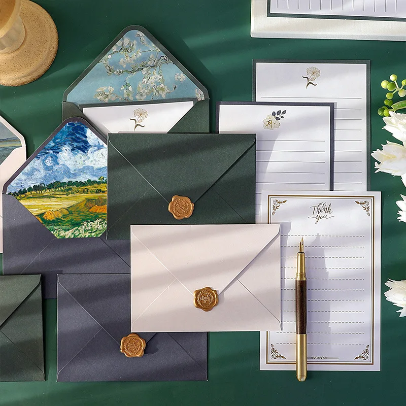 

Креативный ретро-конверт канцелярские принадлежности Набор восковой конверт с картиной Ван Гога маслом высокое значение нишевые простые Канцтовары