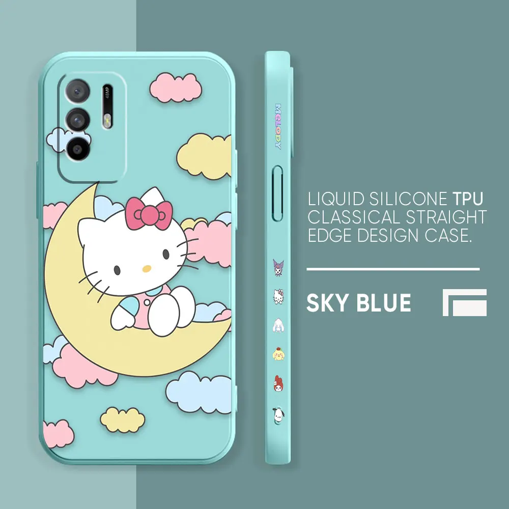 thumbnail image 1 of Case For OPPO A52 A54 A55 A57 A59 A93 A83 A92S A93S 4G 5G A16 Colour Simple Liquid Silicone Case Cute Hello K-Kitty Cat, 1 of 5