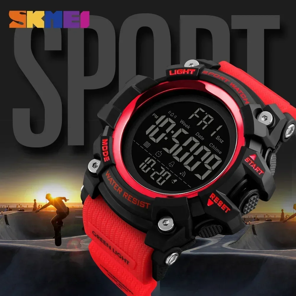 

SKMEI 1384 Sport Watch Stopwatch Count Down Mens Digital Watches Soft Clock For Male reloj hombre with Shockproof 2 Time