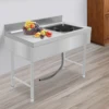 Freestanding Rectangular Silver Stainless Steel Sink Commercial Outdoor Sink for Homes/Restaurants 5