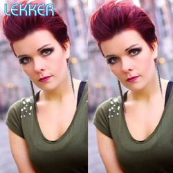 Lekker 613 Blonde Short Straight Pixie Part Lace Front Human Hair Wig For Women Brazilian Remy Ombre Colored PrePlucked Wavy Wig