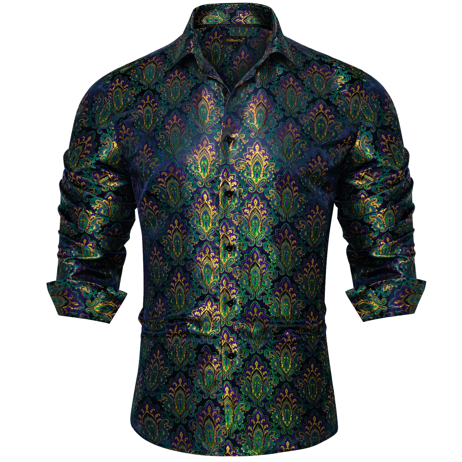2023NewLuxurySilkDesignerMensShirtLongSleeveSocialButton