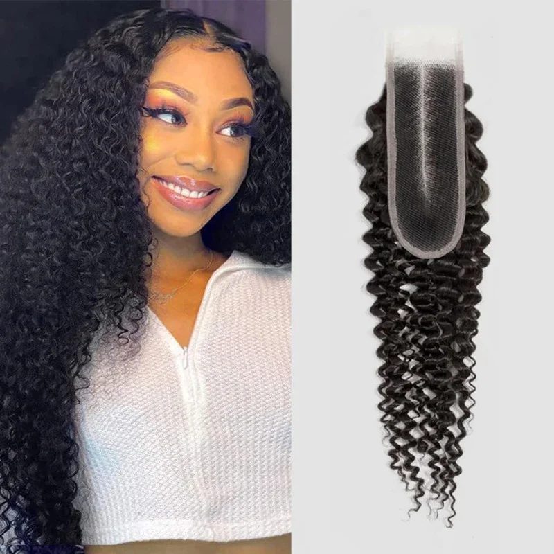 Deep Wave 2x6 Lace Closure Human Hair For Black Women Brazilian Remy Hair Deep Wave Transparent Lace Closure Soft and Silky