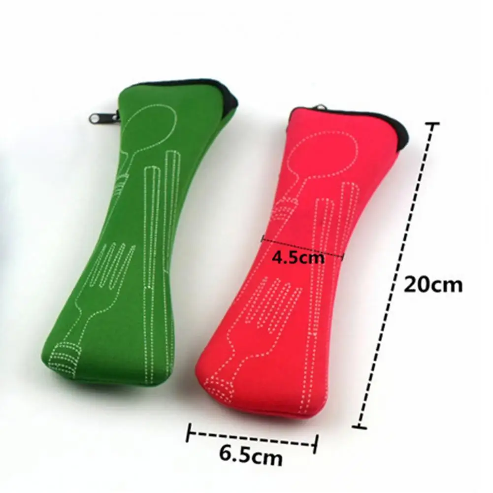 20cm Cutlery Storage Bag Tableware Cloth Zipper Design Pouch Fork Spoon Chopsticks Office Camping Travel Utensil Carrying Case