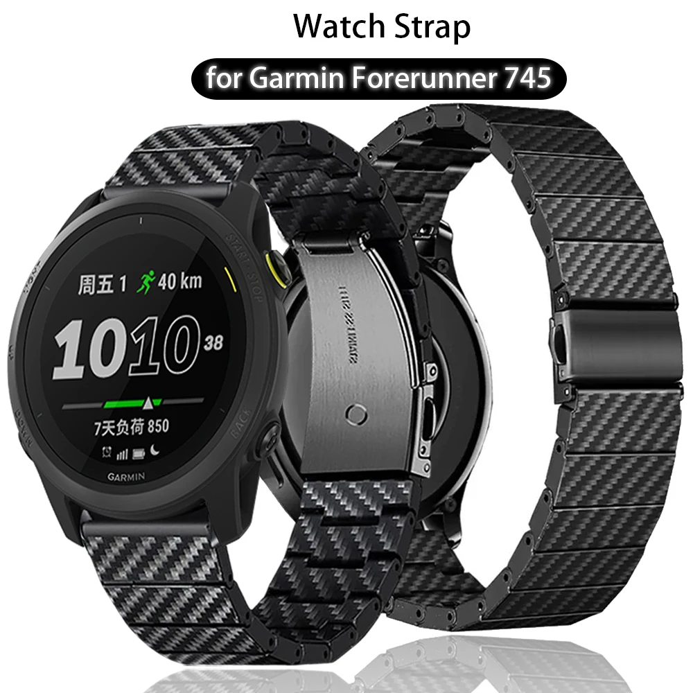 22mm Carbon Fiber Band For Garmin Forerunner 745 255 265 955