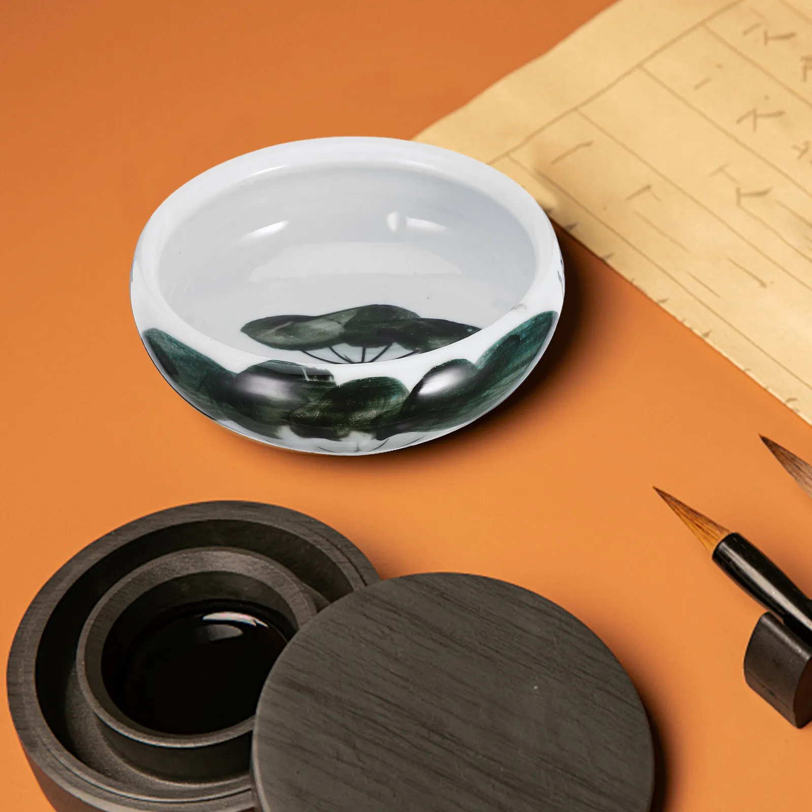 세라믹 잉크 접시 잉크 플레이트 브러시 트레이 서예 펜 받침대 홈 데코레이션 예술가를 위한 가볍고 휴대 가능한 매끄러운 표면