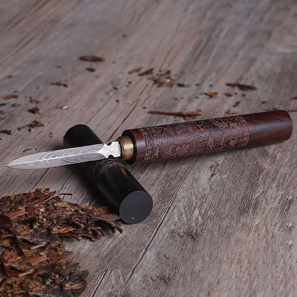 Durable Sandalwood Tea Knife Needle Pick Wood Handle Puer Tea Tools Cone Needle Breaking Prying Brick Professional Tool tea needle set