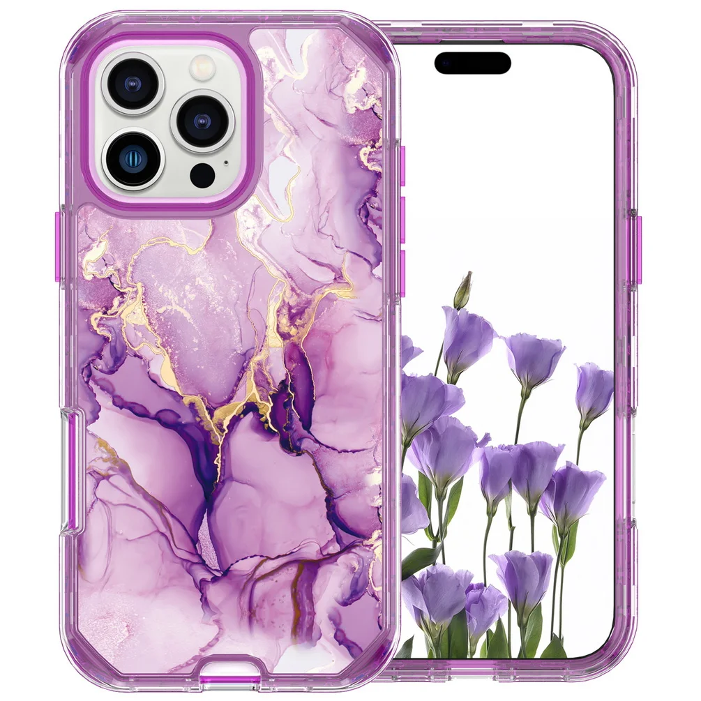 Shockproof Plated Marble Armor Phone Case