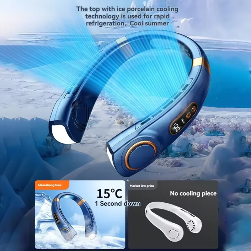 Description Picture 6 of itemNew Neck Air Conditioner Portable Neck Fan Rechargeable Semiconductor Cooling Bladeless Fan Outdoor Personal Fan Wearable Cooler