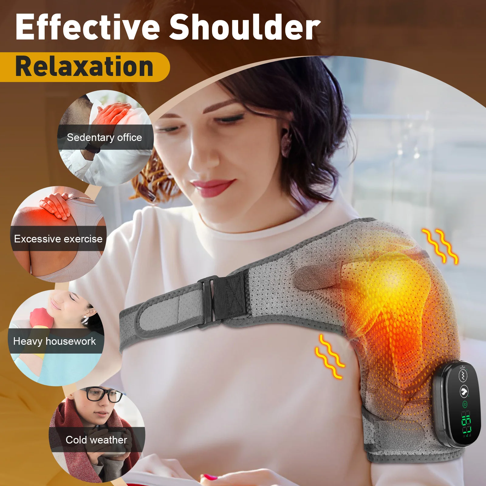 Shoulder Knee Massager,Electric Heating Vibration Massage Pad Thermal Physiotherapy Brace Knee Arthritis Relief Rechargeable - Image 3