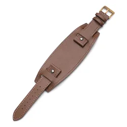 Elegant Leather Watch Strap in Retro Business Style - Black & Brown Bracelet Wristband - 22mm (DeepBrown - RoseGold)