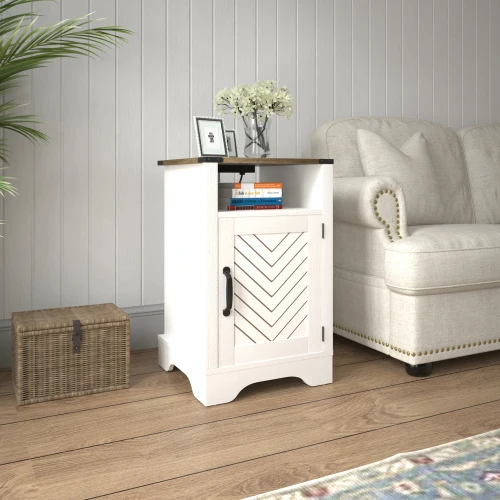 Farmhouse Accent Table with Charging Station 1