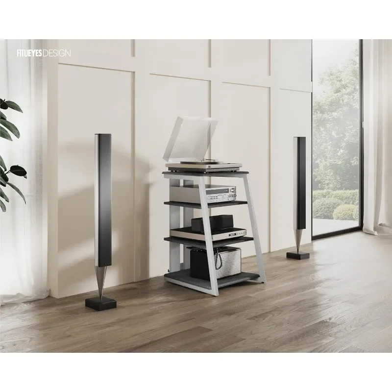 home. Design 4-Tier AV Media Stand Corner Shelf Stand Wooden Corner Shelves Component Cabinet Stereo Rack Audio Tower 3