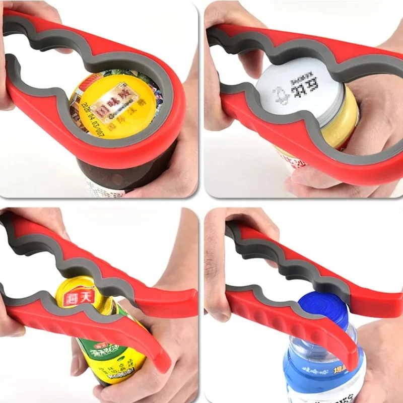 4-in-1 Universal Jar Opener Multifunction Handy Screw Cap Jar Openers Can Lid Opener Bottle Can Lid Grip Wrench Kitchen Gadgets
