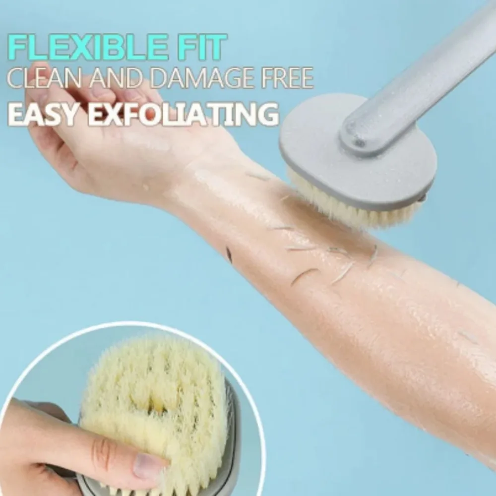 Long Handle Liquid Bath Brush Bathroom Body Brushes Back Body Bath Shower Sponge Exfoliating Scrub Massager Skin Cleaning Tools 4