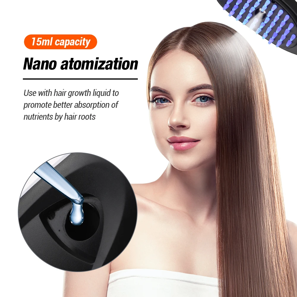 Electric Massage Comb for Hair Growth with Vibration and LED Light