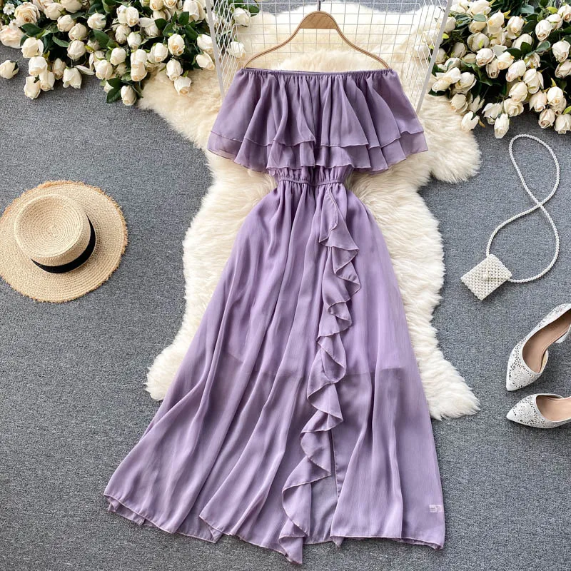 ◆Loulouseoul◆ Sheer Puff Long Dress Purple Lulus sheer sleeve organza mini dress in plum floral | ASOS