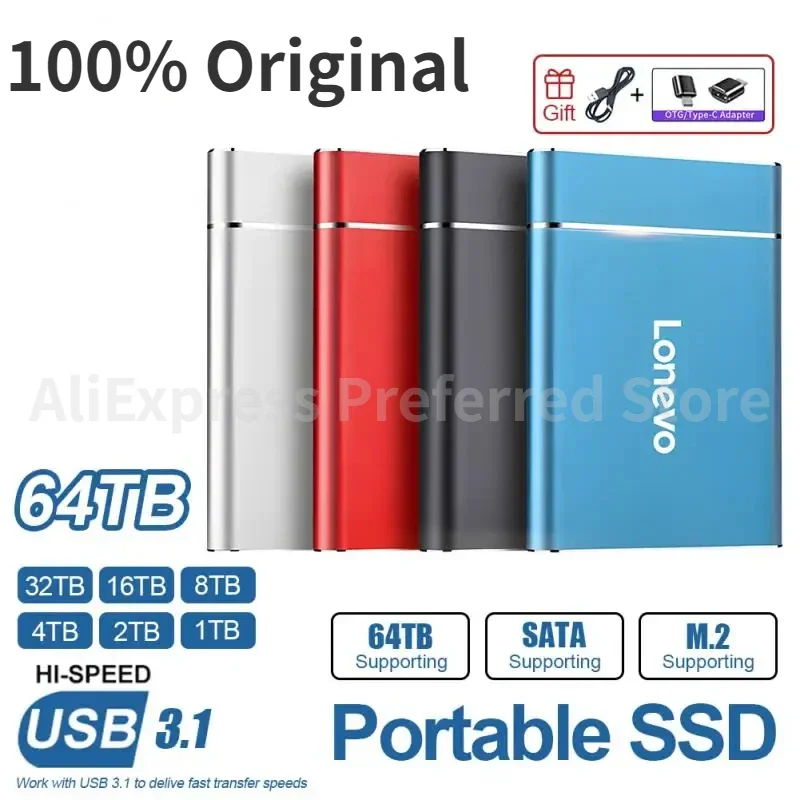 

External Hard Drive Portable SSD 16TB External Solid State Drive USB 3.1 Hard Disk High-Speed Storage For PC/Mac/Phone