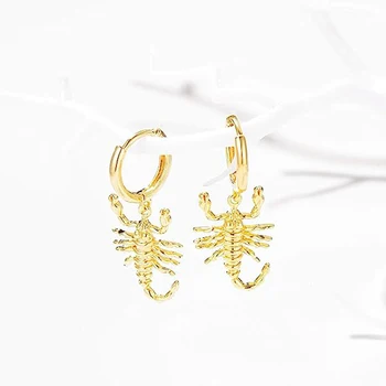Huitan Personality Scorpion Drop Earrings for Women Hip Hop Style Minimalist Animal Pendant Cool Girls Earrings Modern Jewelry
