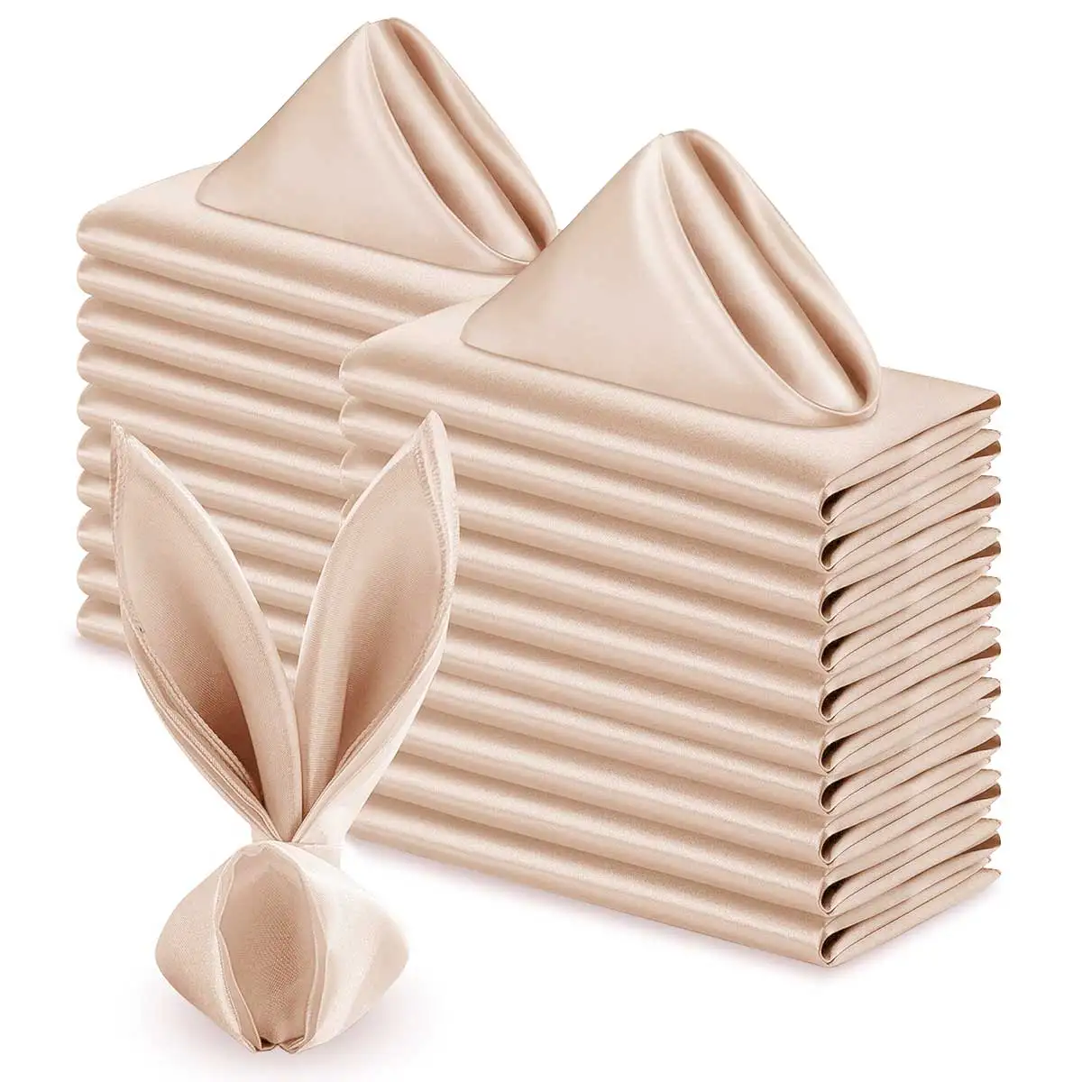 10Pcs Champagne Satin Table Napkin 30X30cm Soft Handkerchief White Wedding Banquet Square Table Napkins Dinner Party Decoration