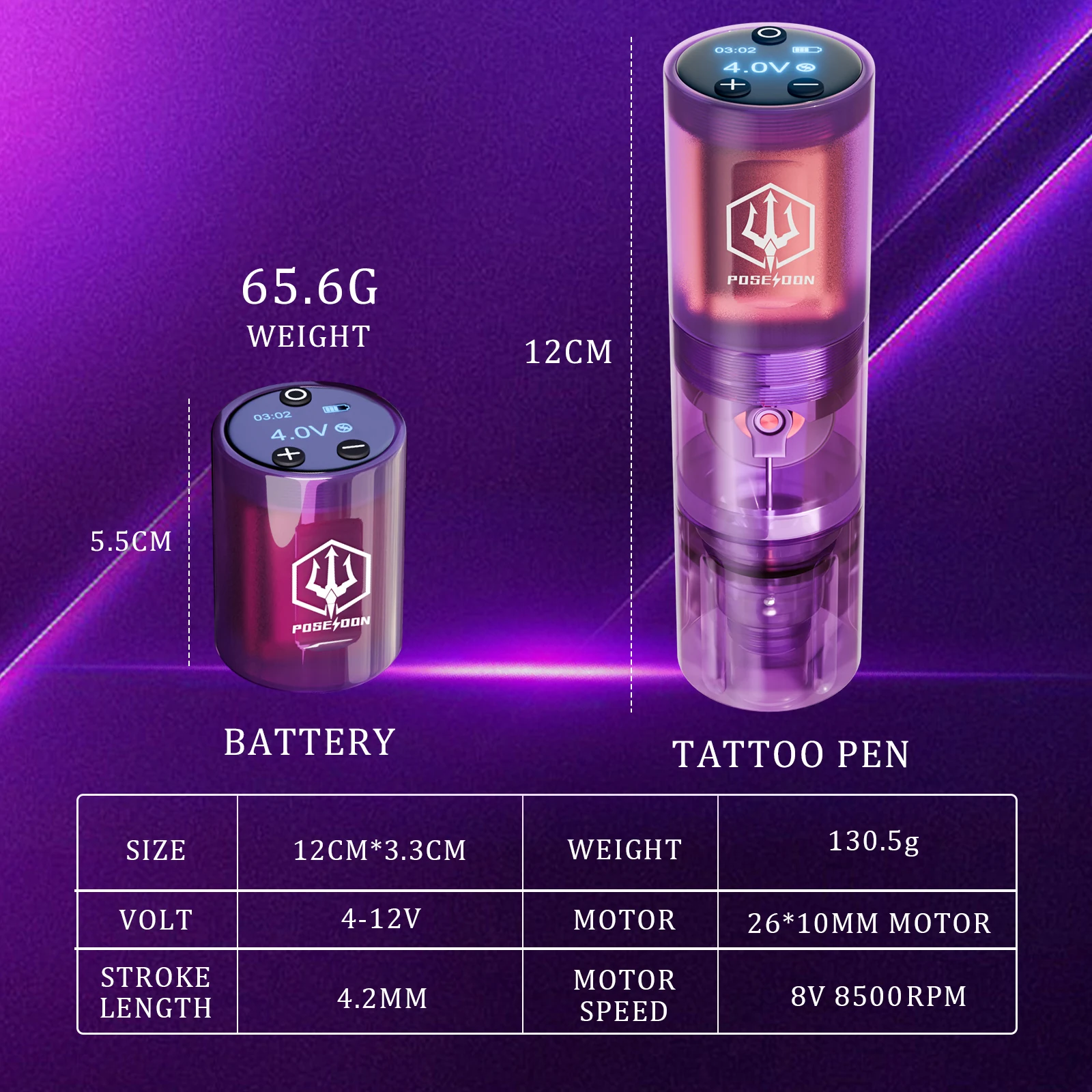 Tattoo Kit POSEIDON High Power Pen For Permanent Makeup Machine Power Supply Gun