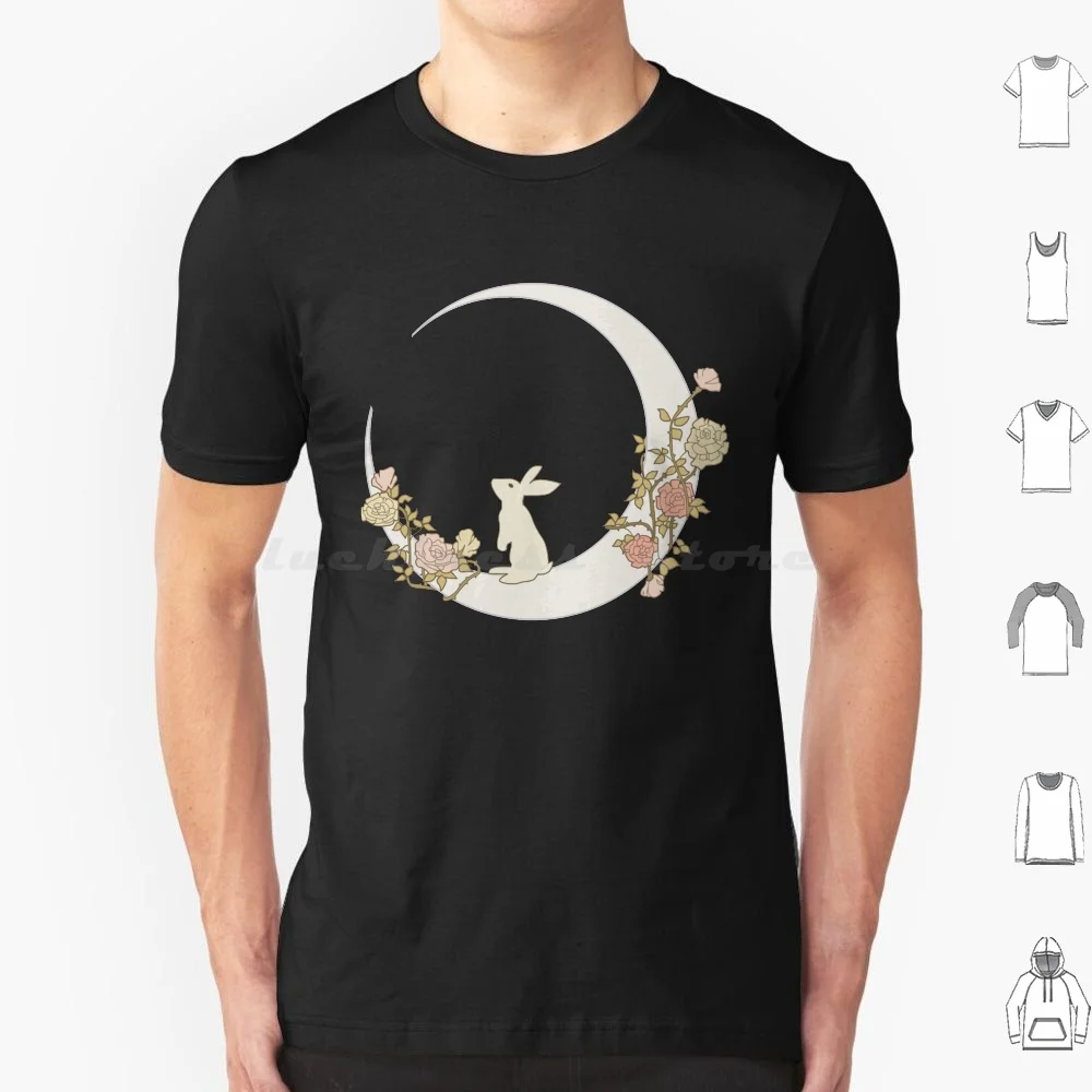 

Moon Rabbit Fitted T Shirt Cotton Men Women Diy Print Rabbit Usagi Japanese Anime Fantasy Bunny Celestial Lunar Magic Magical