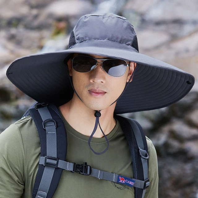 Breathable Wide Brim Bucket Hat With Neck Flap Outdoor Climbing