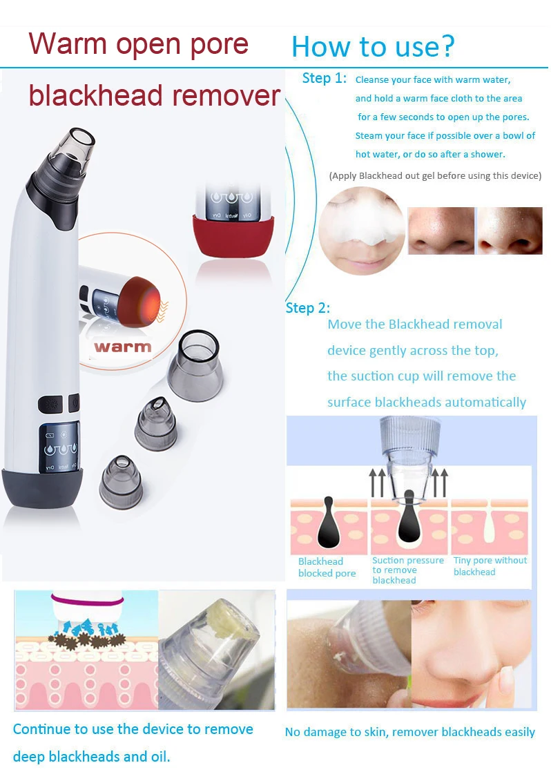 1489 Set Pore Cleaner Blackhead Acne Treatment Vacuum Extractor Electronic Facial Whitehead & Blackhead Remover for Face 3
