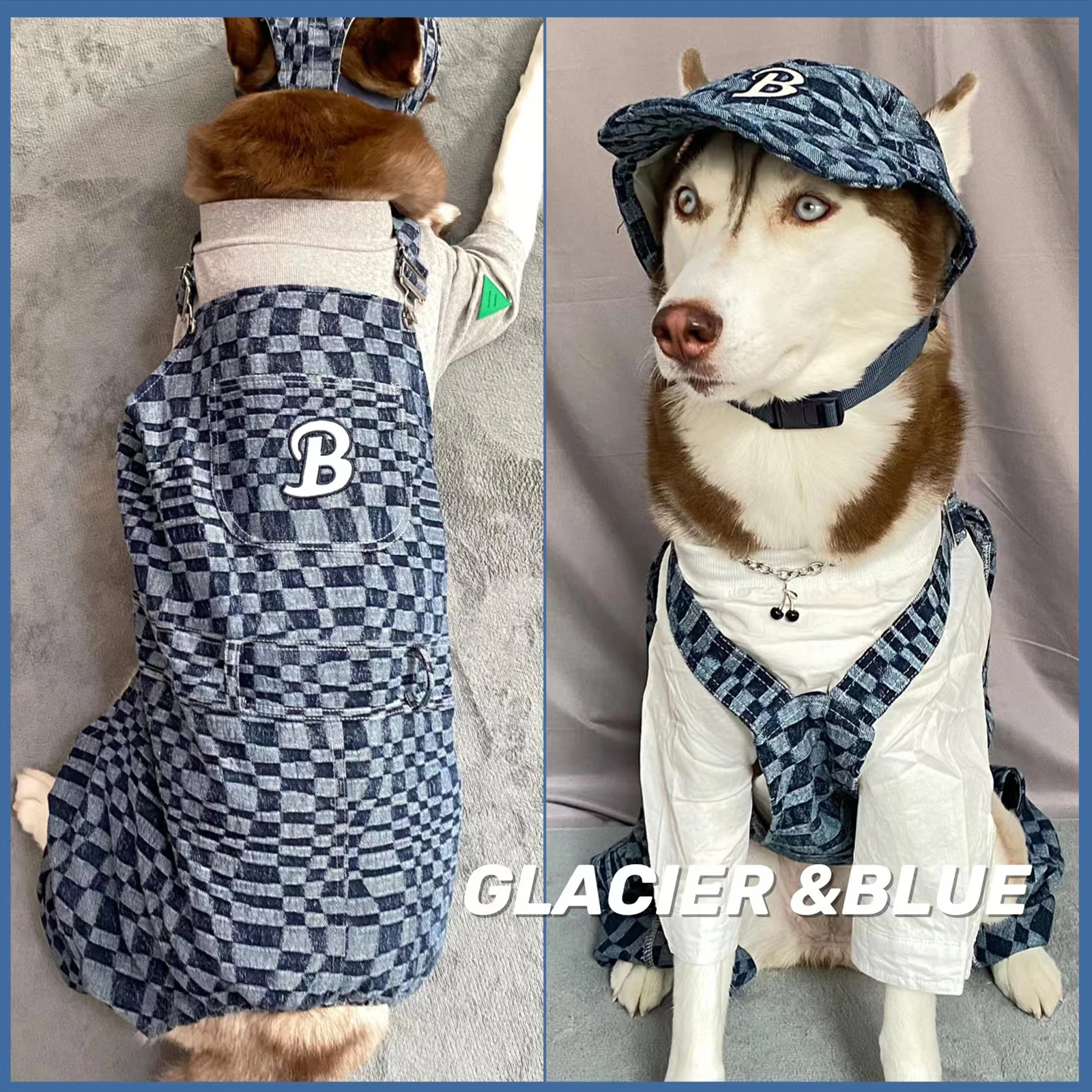 Large Dog Clothes Four Legged Denim Dog Jacket Dog Overalls Designer