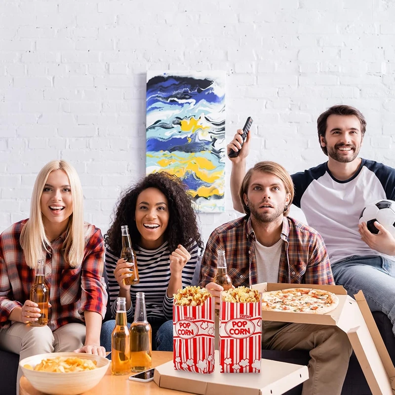 10/50Pcs Popcorn Bags Packaging Bucket Snack Treats Container Wedding Birthday Party Movie Night Supplies Carnival Food Bag Box