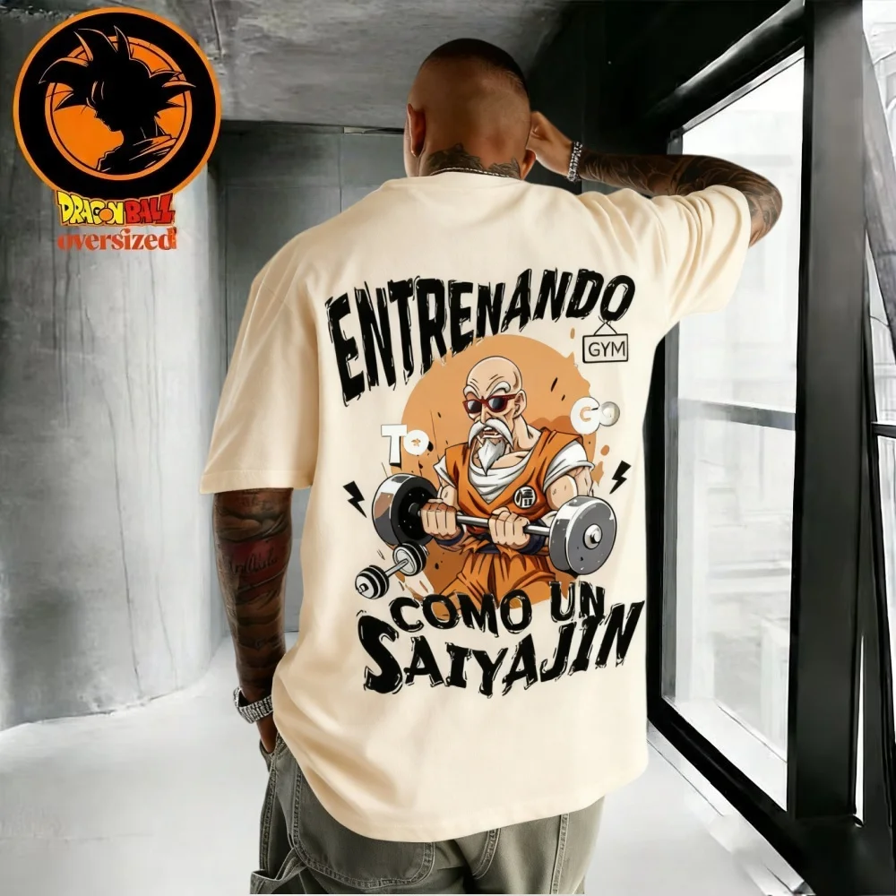 2026 Sommer Dragon Ball Retro Hochwertiges Baumwoll-Herren-Oversize-T-Shirt mit Master Roshi Aufdruck Unisex Kinder Freizeithemd