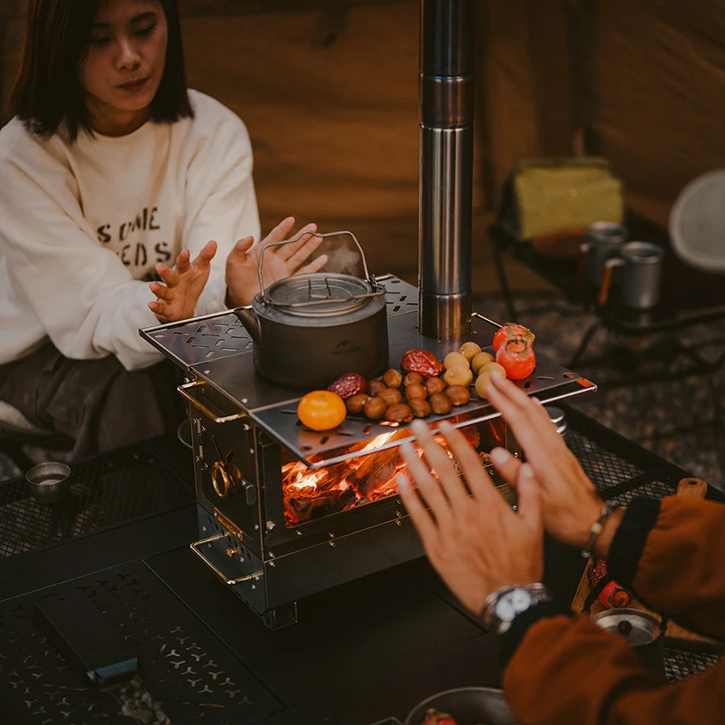 네이처하이크 접이식 탁상용 장작 스토브, 분리형 난방 캠핑 스토브, 휴대용 캠핑 텐트 스토브, 야외 오븐 요리