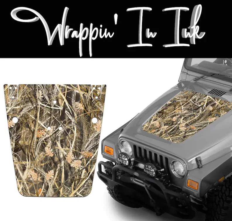 

Car Wrangler Choose from 2 Grassy Camouflage Hood Wrap Decals - Choose your Camo Pattern 1997-2006 Car Hood Wrap fits Wrangler