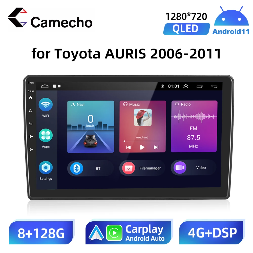 

Автомагнитола Camecho 2 Din Android 11 GPS стерео для Toyota AURIS E150 2006 - 2011 Автомобильный мультимедийный экран Carplay аудио