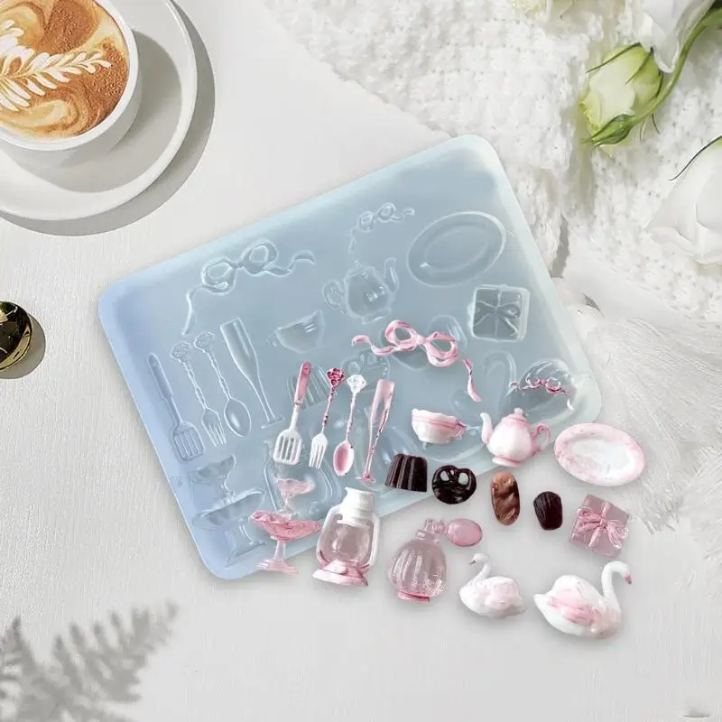Silicone Nails Art Molds Nails Art Template Moulds Dessert Theme Silicone Texture for Beauticians and Nails Art Learners
