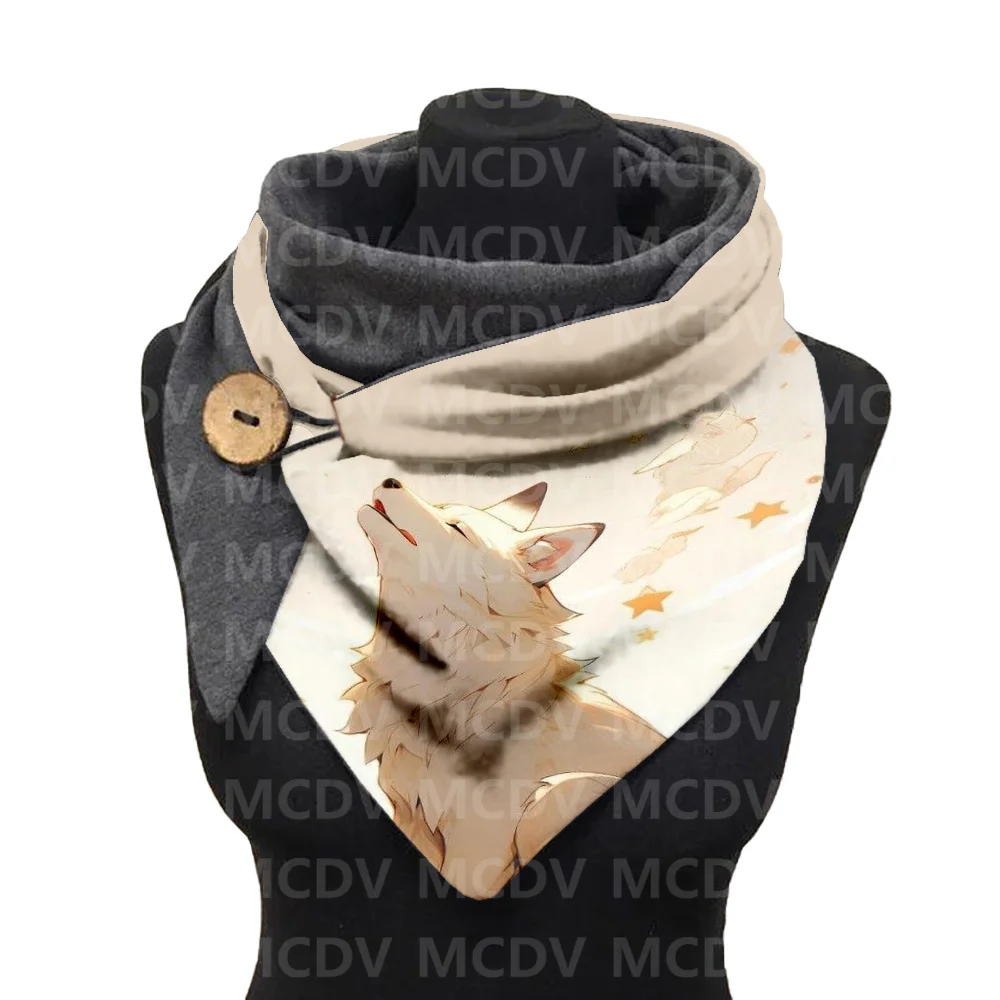 Hedgehog/Wolf 3D Printed Warm Fleece Casual Scarf And Shawl for Women Warm and comfortable Scarf plush scarf women warm and comfortable winter scarf foulard femme fur collar warm scarf female all match plush collar