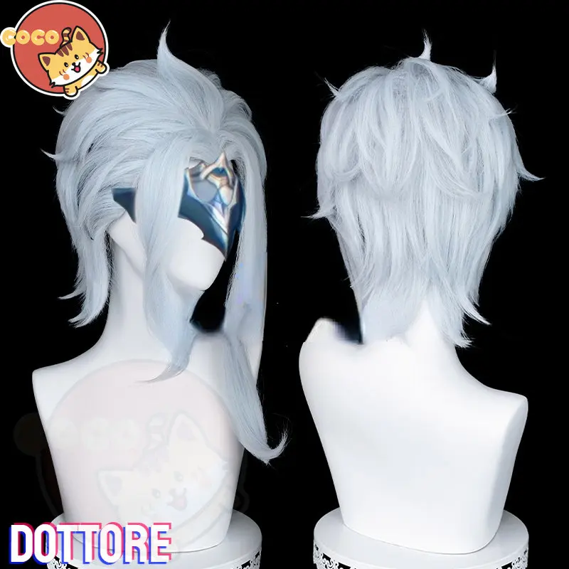 Cocos Game Genshin Impact Dottore Cosplay Wig Game Cos Genshin Impact Wig The Doctor Cosplay Silver Hair