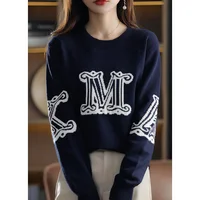 Autumn and Winter Cashmere Elegant Women's Cashmere Pullover O Neck Slouchy Loose Soft Women's Sweater Fashion Pullover 2
