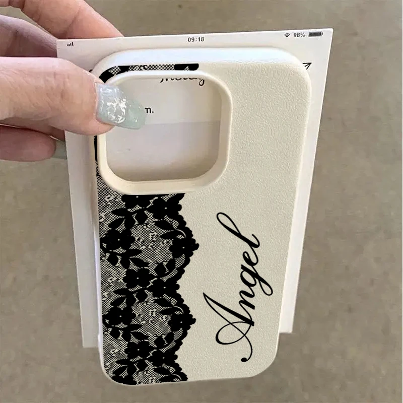 Elegant Black Lace Soft Phone Case with Shockproof Lens Protection
