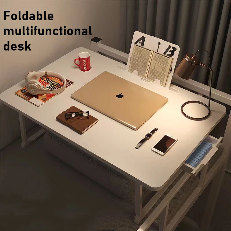 Laptop Desk Oversized Folding Table for Keyboard Dormitory Laptop Table Student Study with Book Shelf Cup Holder Drawer laptop desk stand